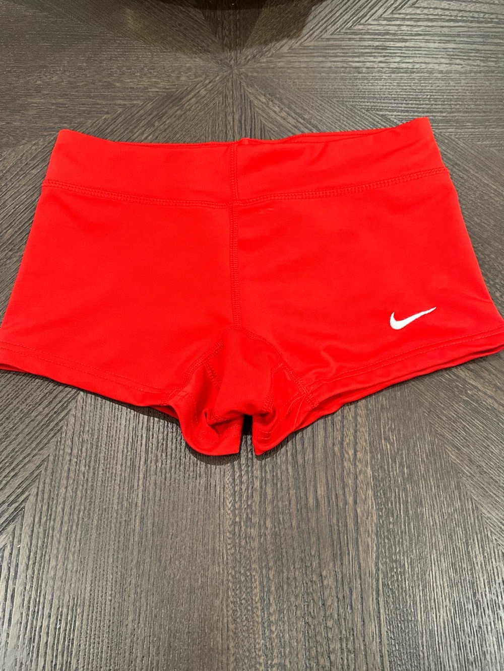 Nike Women's Bright Red Athletic Hotshorts with White Swoosh